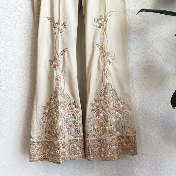 Biya Johnny Was Embroidered Flare Trousers Pants Size 4 Mid Rise Boho Hippie - Picture 3 of 12